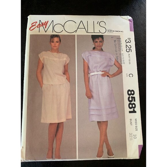McCall's Misses Dress Shirt Skirt Sewing Pattern Sz 10 8581 - Uncut - Picture 7 of 9